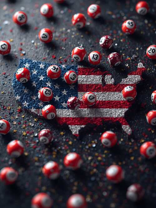 lotto ballen op Amerikaanse landkaart